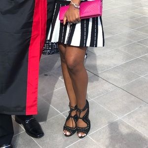 Black Jennifer Lopez laser cutout sandals